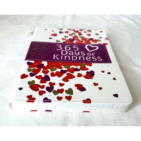 2024 365 Days of Kindness Faux Zippered Leather Cover Heart Design Motivational - Picture 4 of 10
